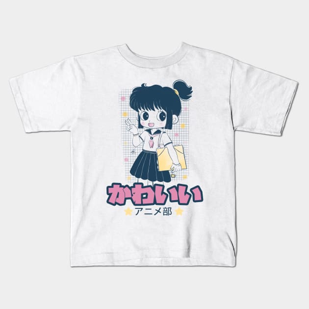 Kawaii anime club Kids T-Shirt by Misslulumochi